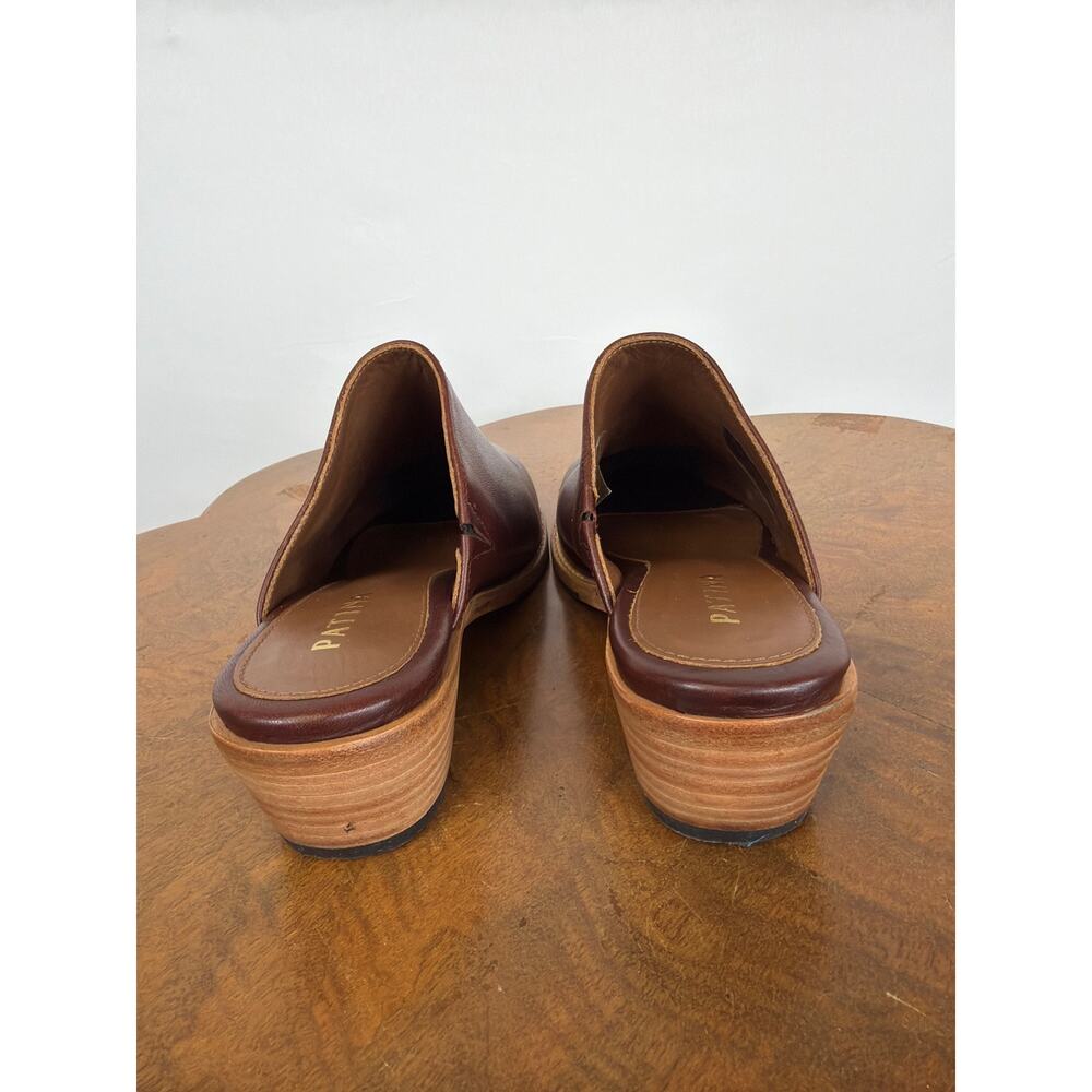 Patina Portland Leather Brown Leather Stacked Heel Mules Size 5.5 Mexico - Picture 4 of 11